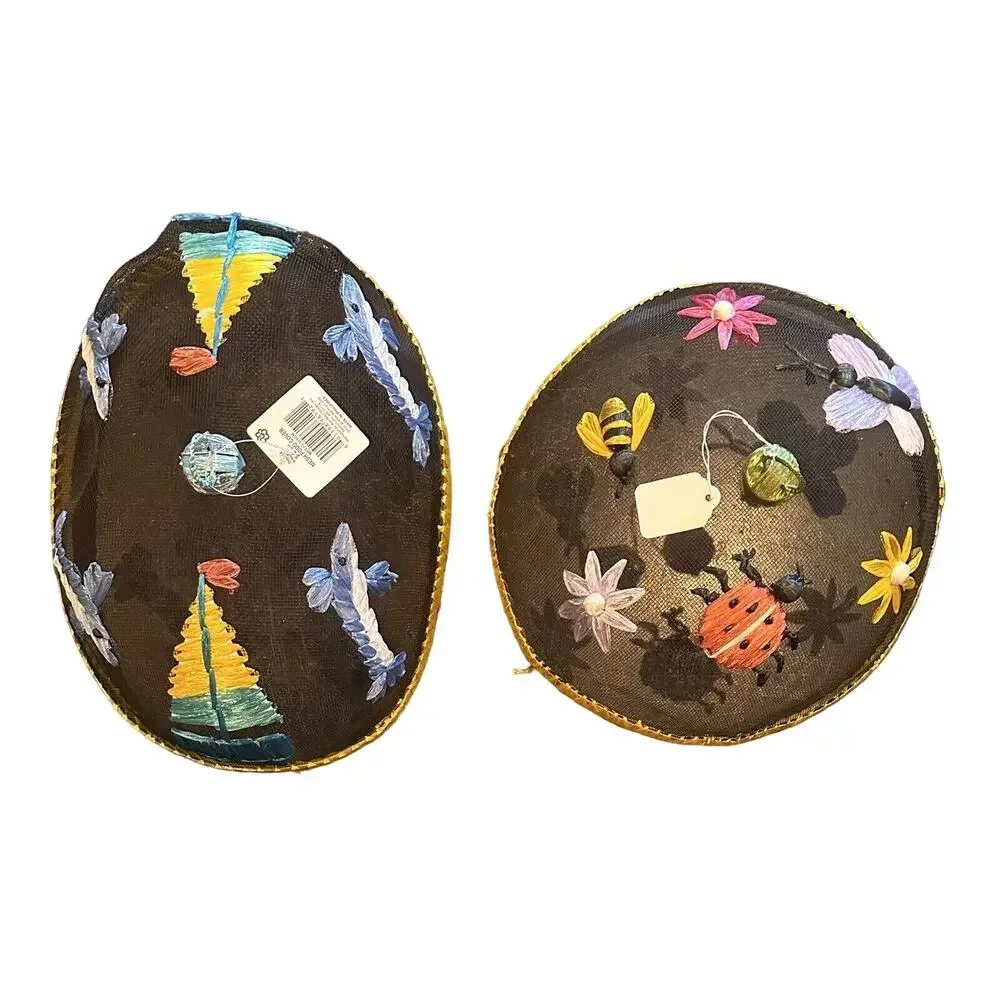 2 Vintage Mesh Food Covers Dolphins/Sailboats, Bees Ladybugs/Flowers/Butterflies